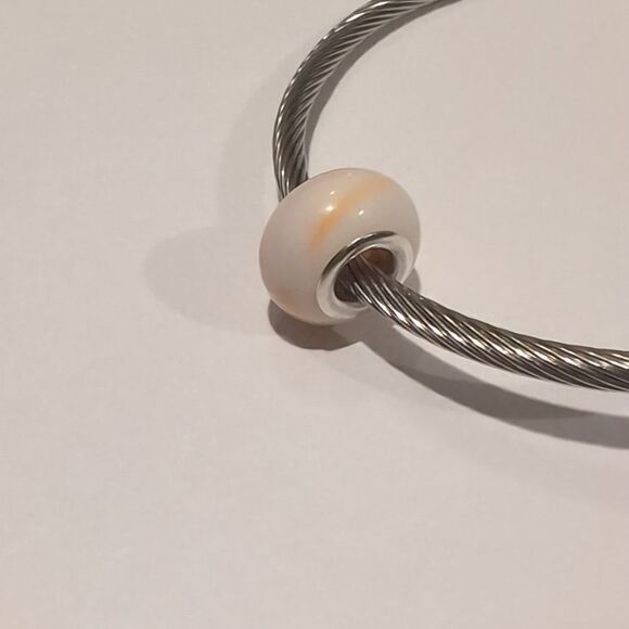 Silver Blended Yellowand White Charm‎ for Pandora Style Bracelet - Picture 5 of 6